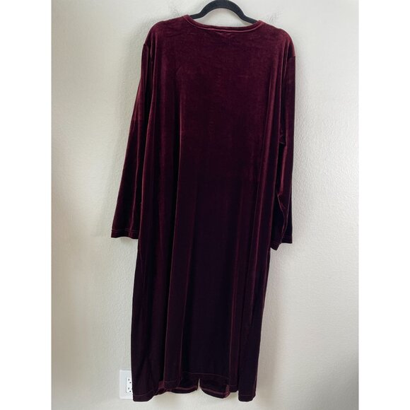 NEW Bob Mackie Wearable Art Plus 1X Burgundy Velvet Robe House Dress Embroidered - Picture 9 of 9